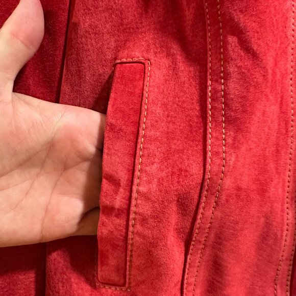 Terry Lewis Classic Luxuries Red Leather Suede Jacket Size Large EUC - Picture 4 of 9
